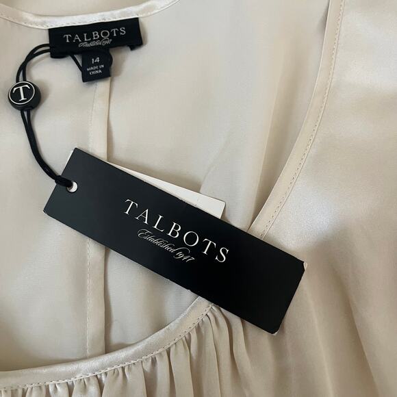 Talbots Cream Silk Sleeveless Ruffle Tank Top Blouse Size 14 NEW - Picture 6 of 8